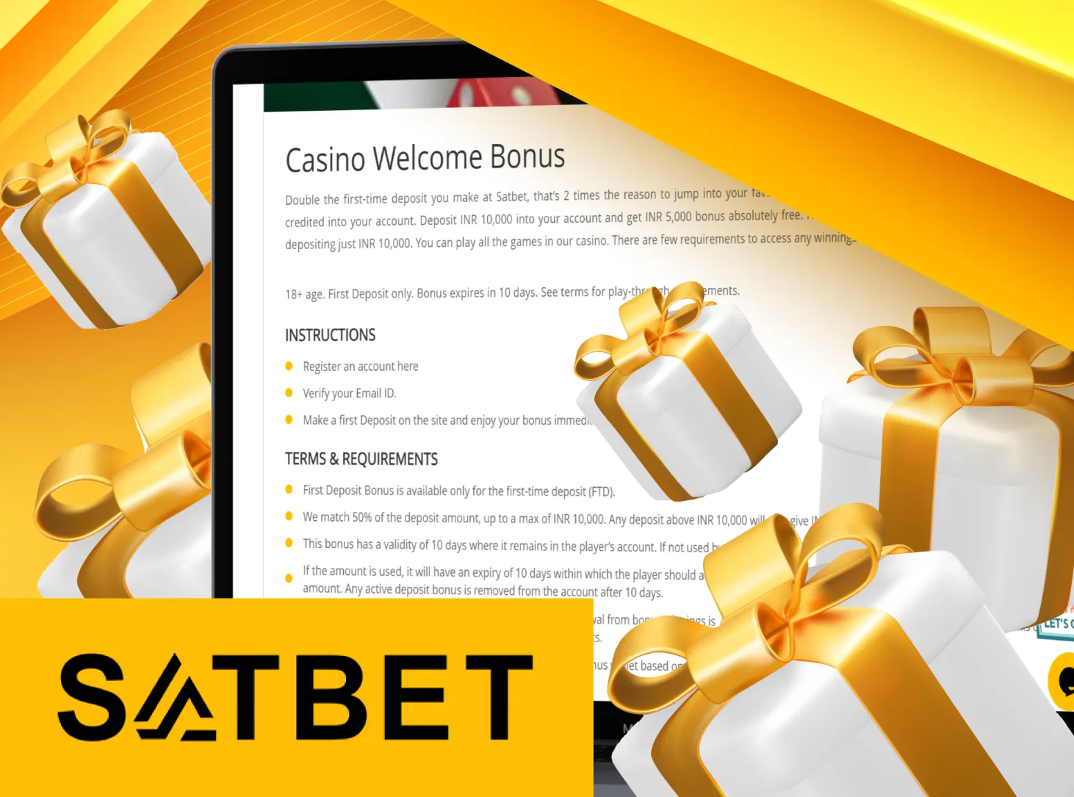 Get your casino bonus by playing casino games at Satbet.