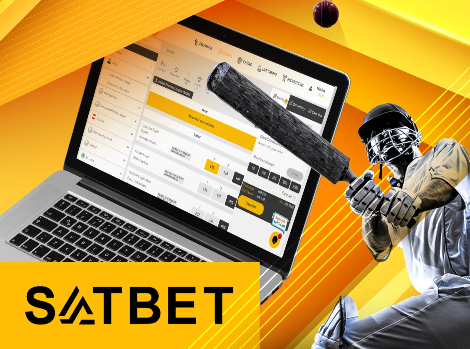 Bet on cricket teams at Satbet and watch their games.