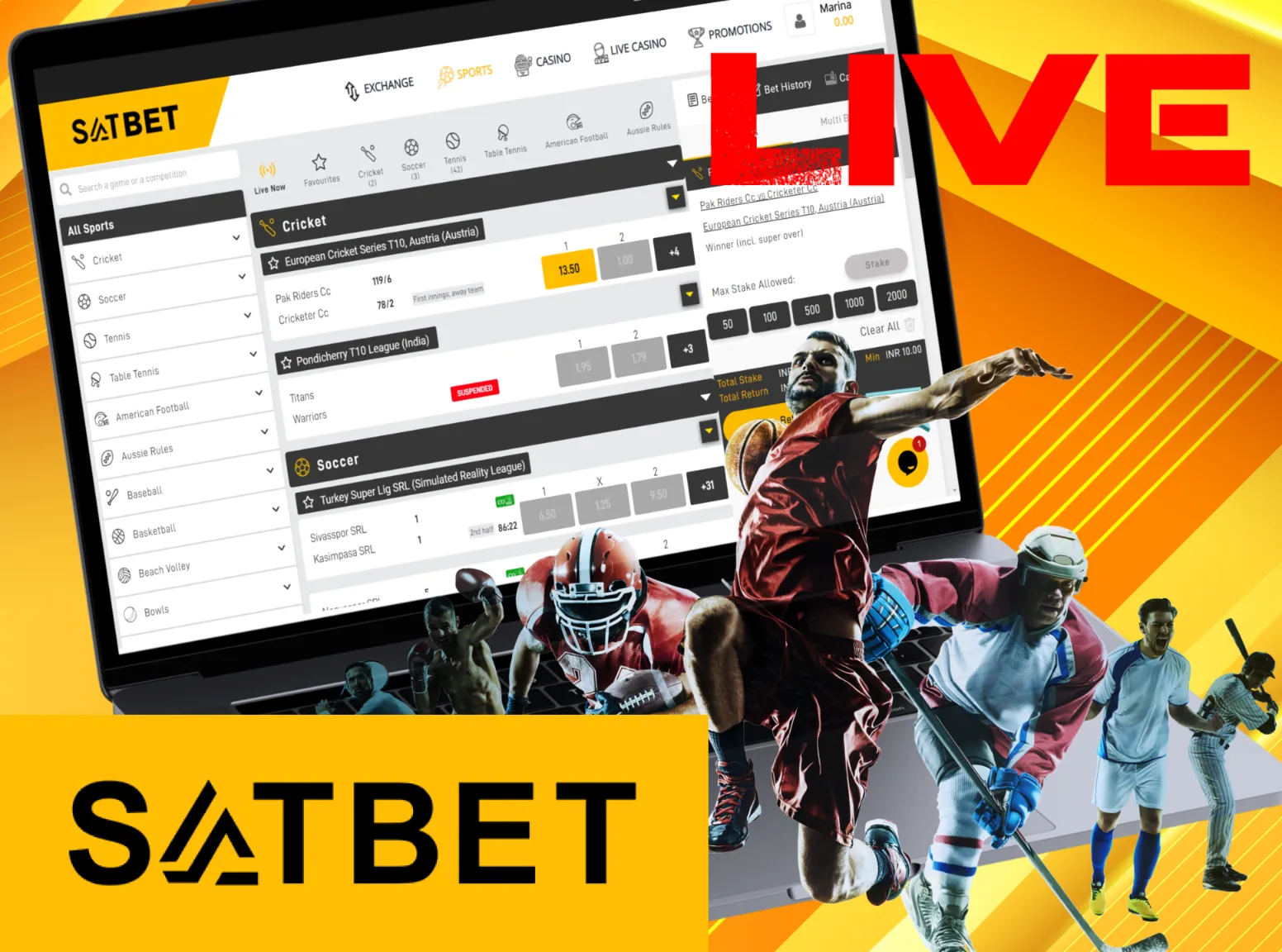 Bet on live matches and watch games in live at Satbet.