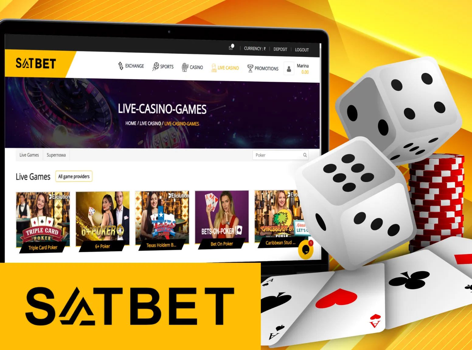 Play poker at Satbet with real people.