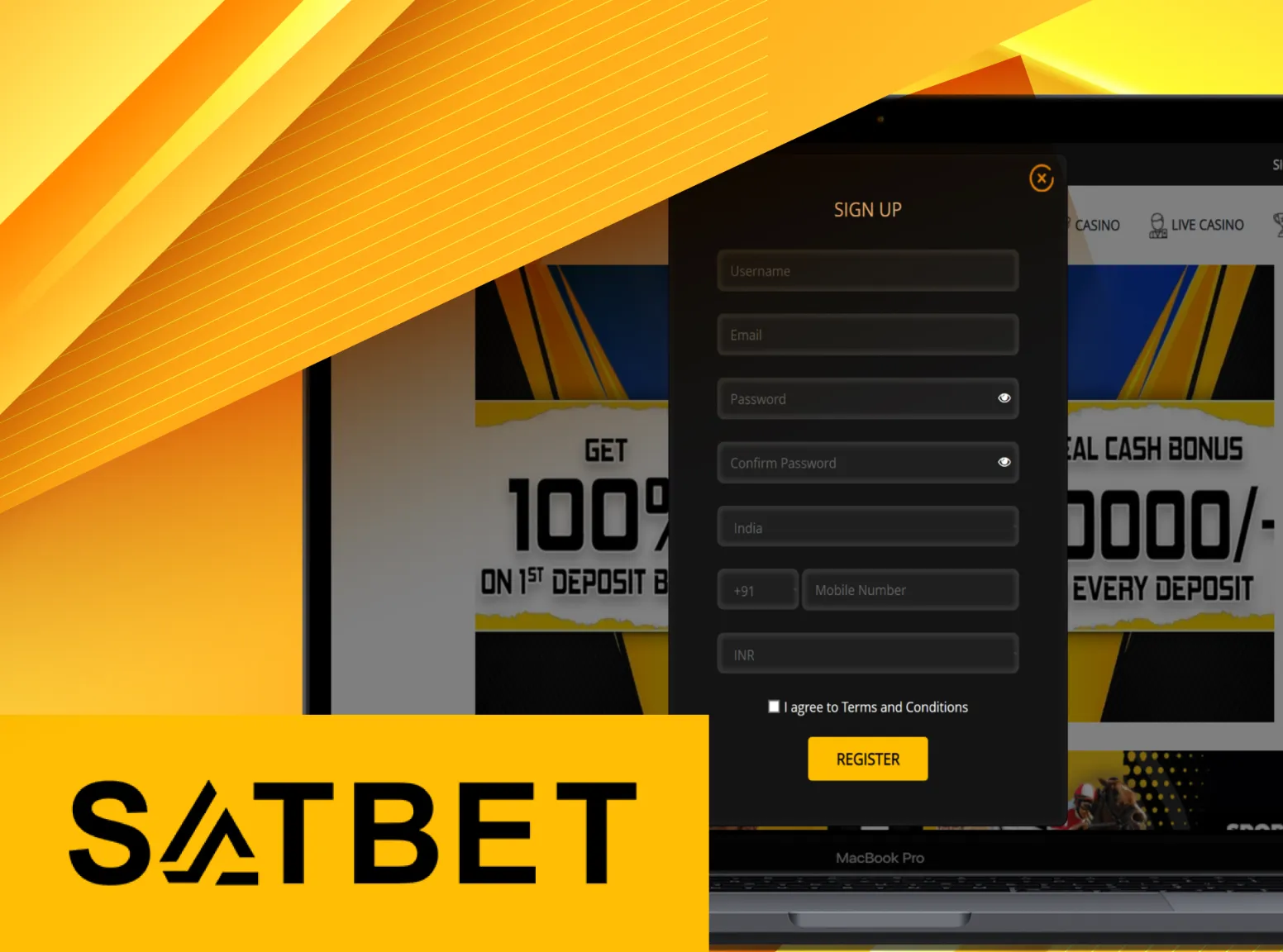 Register your new Satbet account by visiting special page.