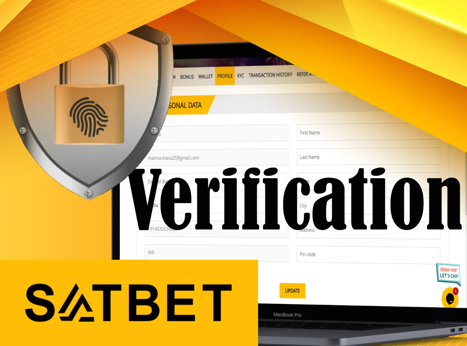 Provide required data for verifying your Satbet account.