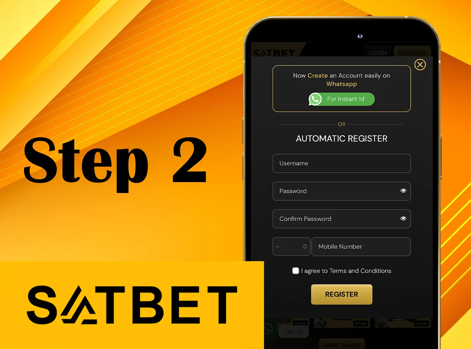Create a new account or login with your username and password to start playing on the Satbet website.
