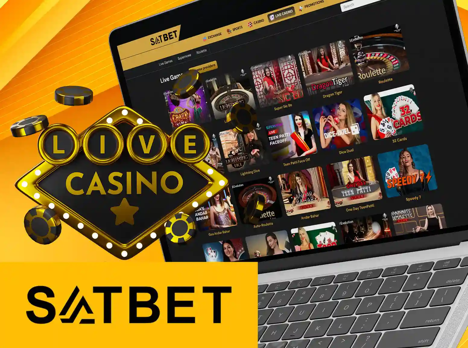 Satbet offers to play a variety of popular casino games in live casino mode.