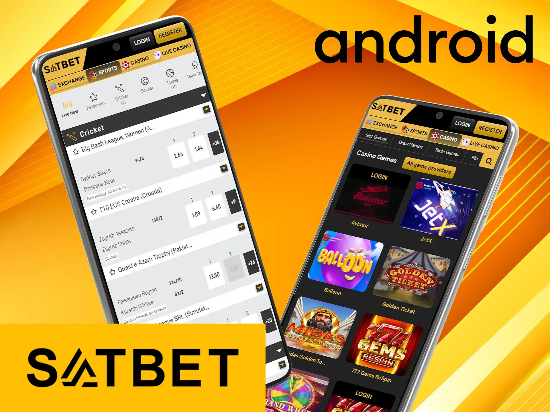 The Satbet app is available for Android users, you can download it for free and start betting.