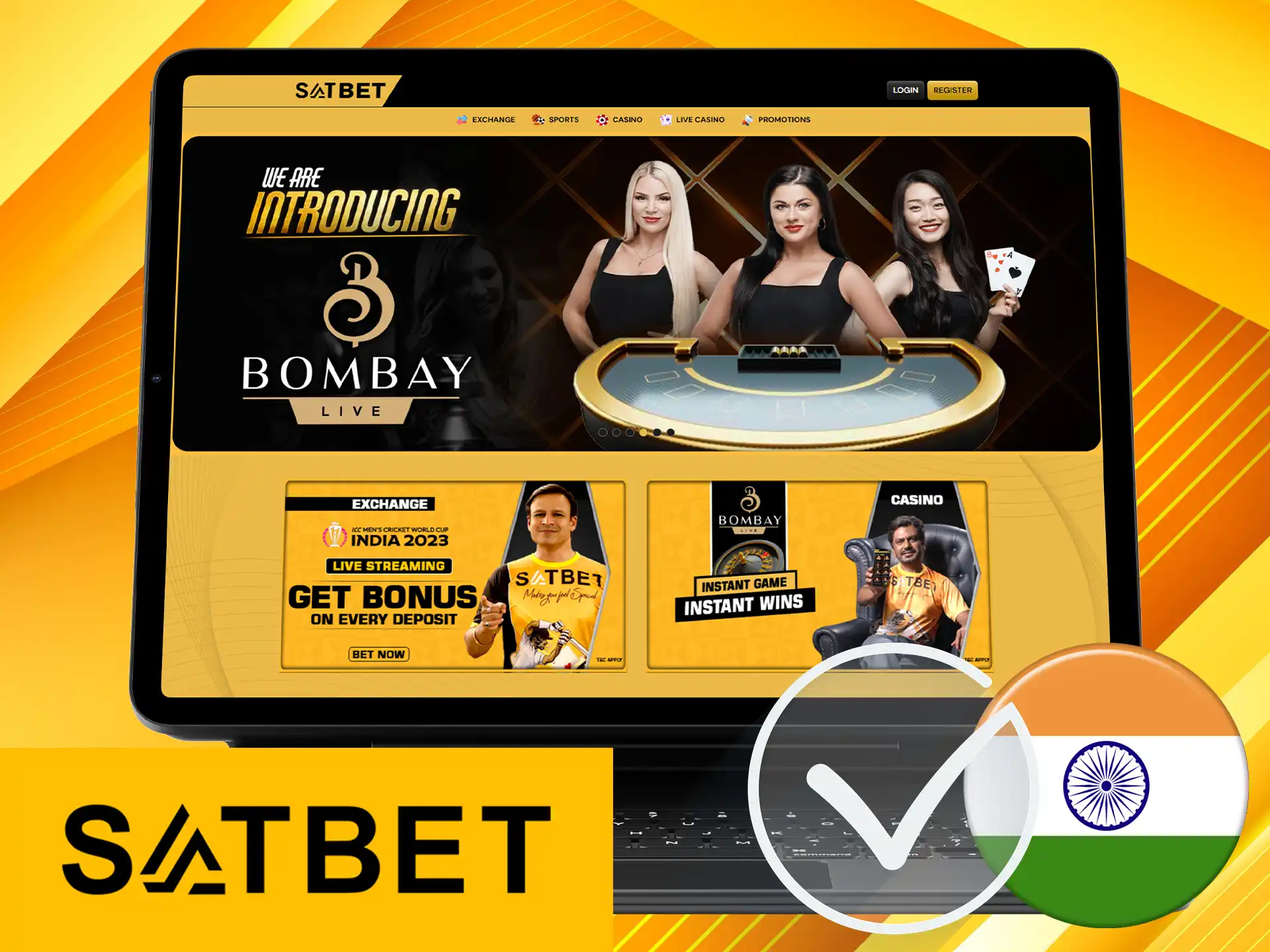 Satbet is legal in India, sports betting and casino betting are not banned.