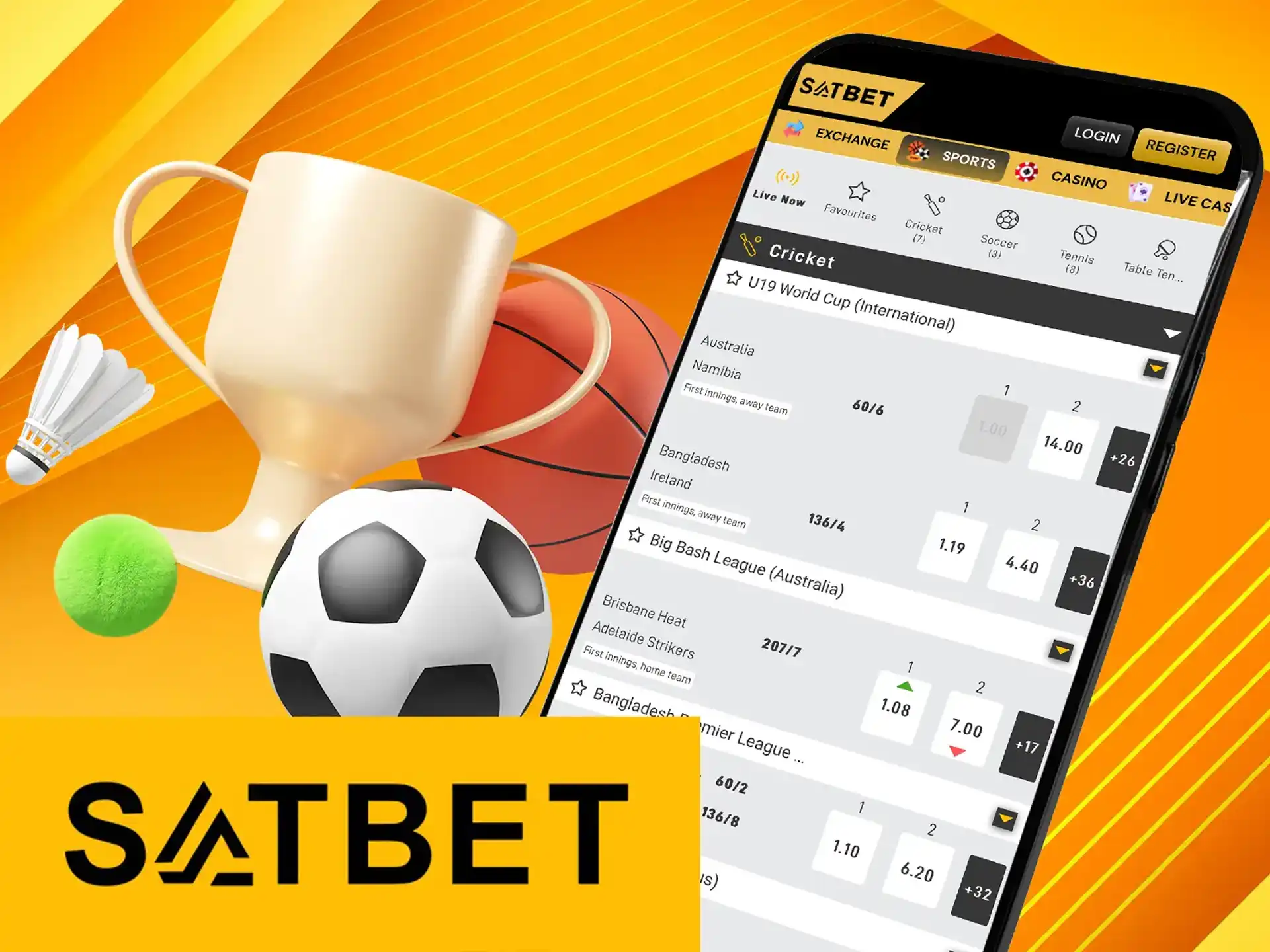 The Satbet app is fully legal and secure and allows you to bet on sports.