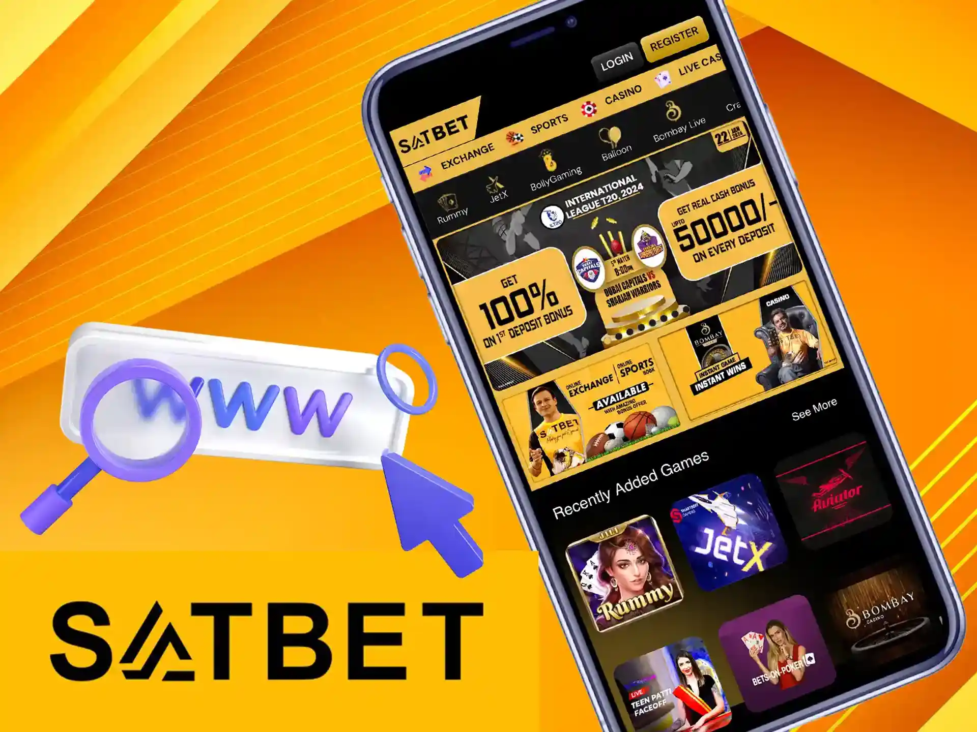 Satbet mobile version is available for players from any mobile browser.