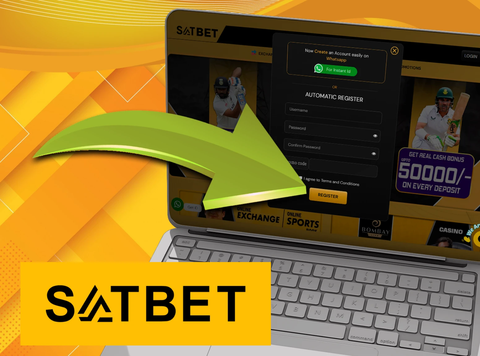 To receive the bonus from the promotional code, complete the registration process on Satbet.
